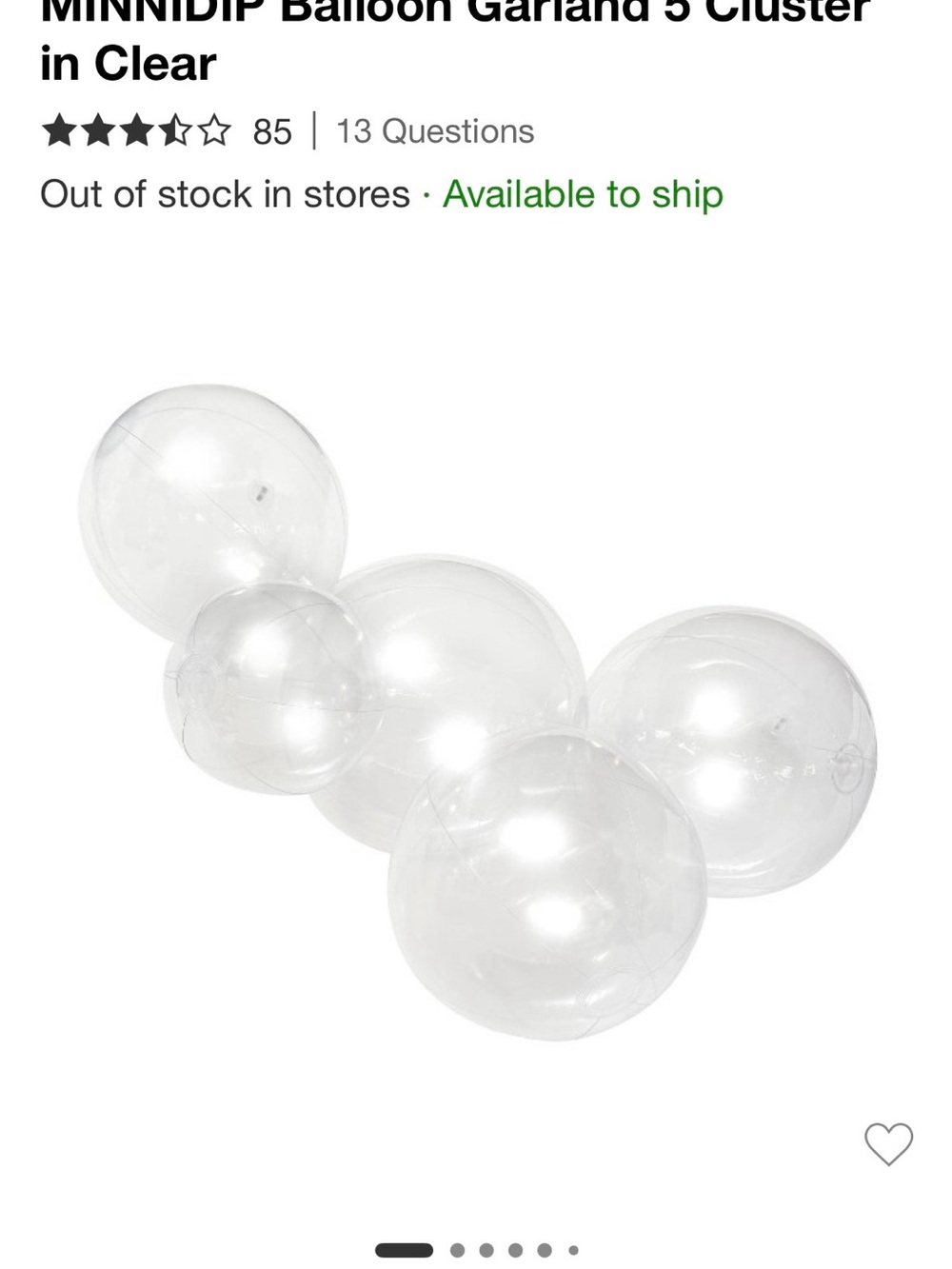 Reusable Balloon Garland 6 boxes of 5 clusters, 3 clear and 3 cream matte BNIB